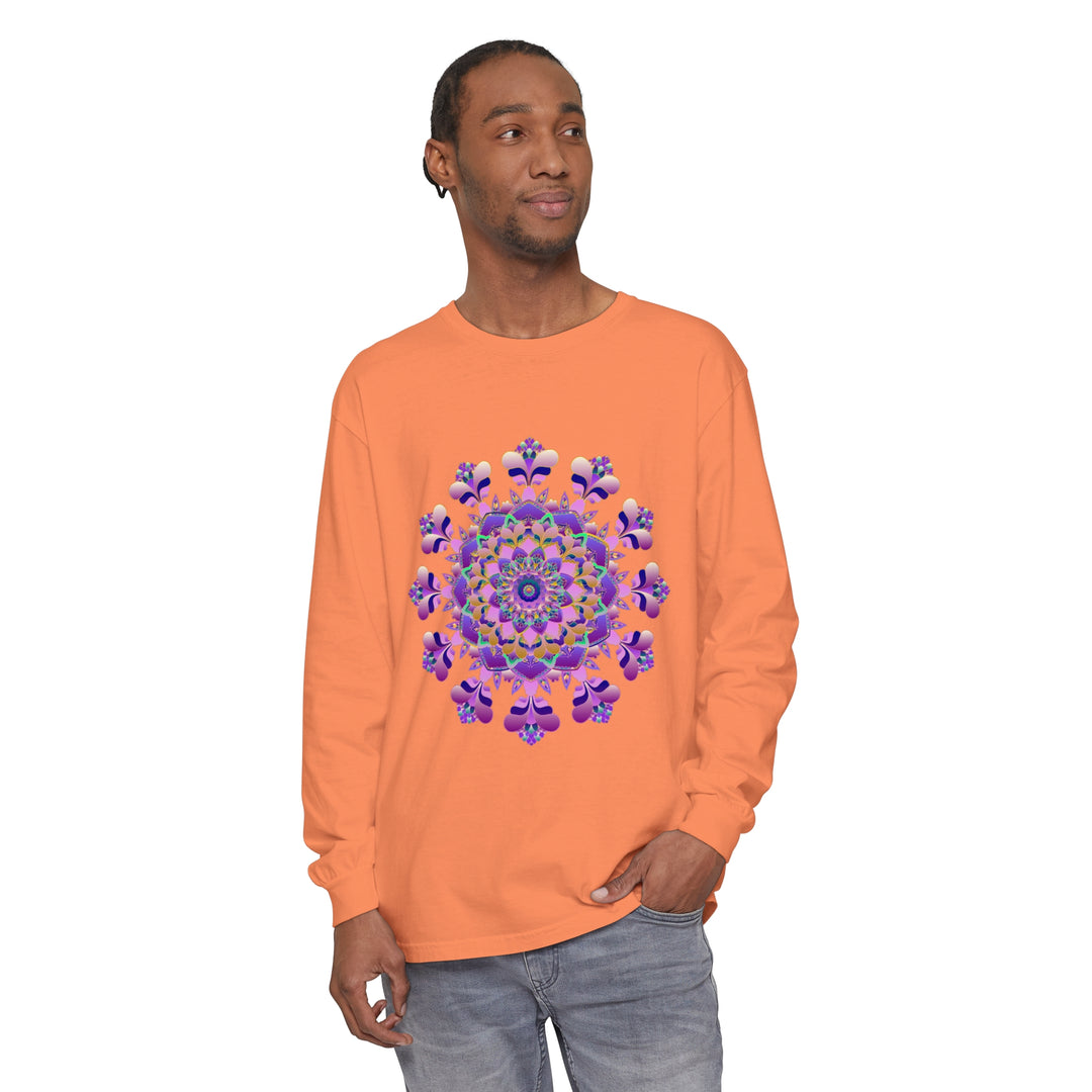 Intricate Mandala Long Sleeve T-Shirt - Unisex, featuring a detailed mandala design