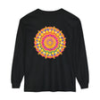 Colorful long sleeve t-shirt featuring a vibrant psychedelic mandala design