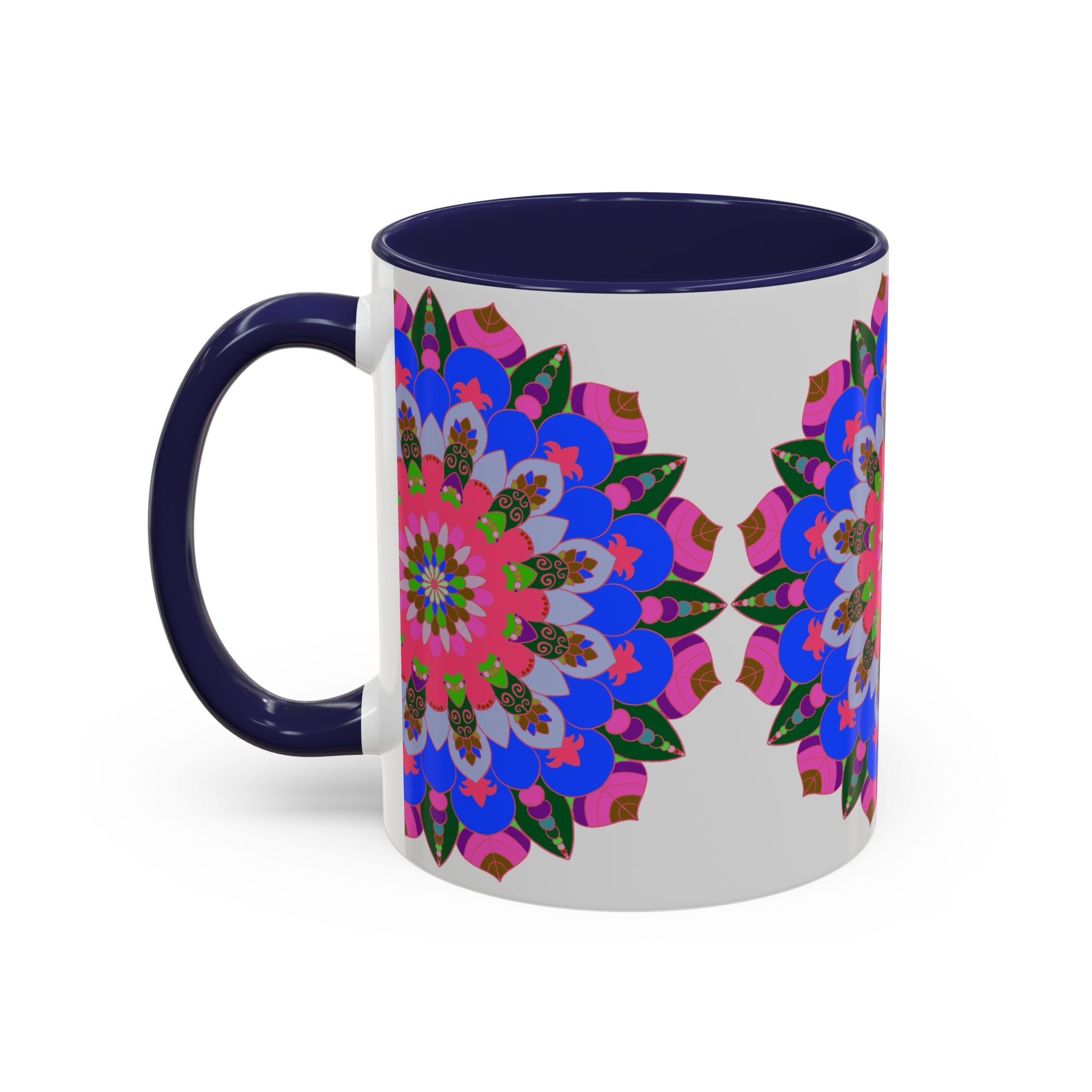 Mandala mug with vibrant and detailed floral patterns