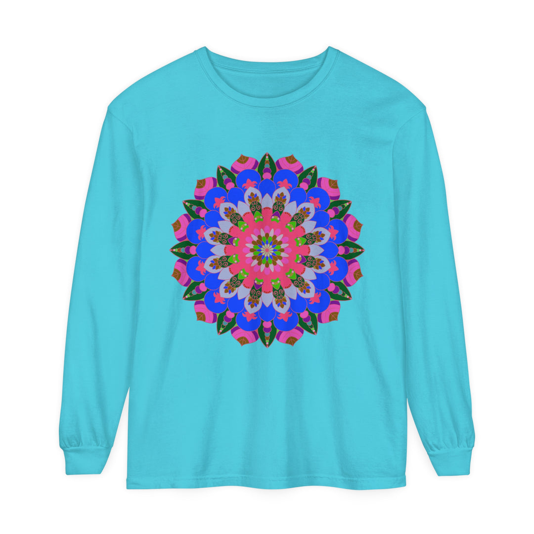 Colorful Mandala Long Sleeve T-Shirt in Soft Cotton Material