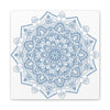 Handmade Mandala Art with Steel Blue Mandala Design on Matte Canvas, Stretched to 125 inches - Perfect for Wall Decor