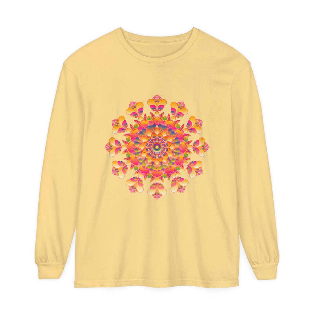 Colorful, intricate mandala design long sleeve unisex t-shirt for vibrant style