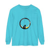 Black Cat Moon Glow Long Sleeve T-Shirt: a black t-shirt with a glowing moon and a cat print