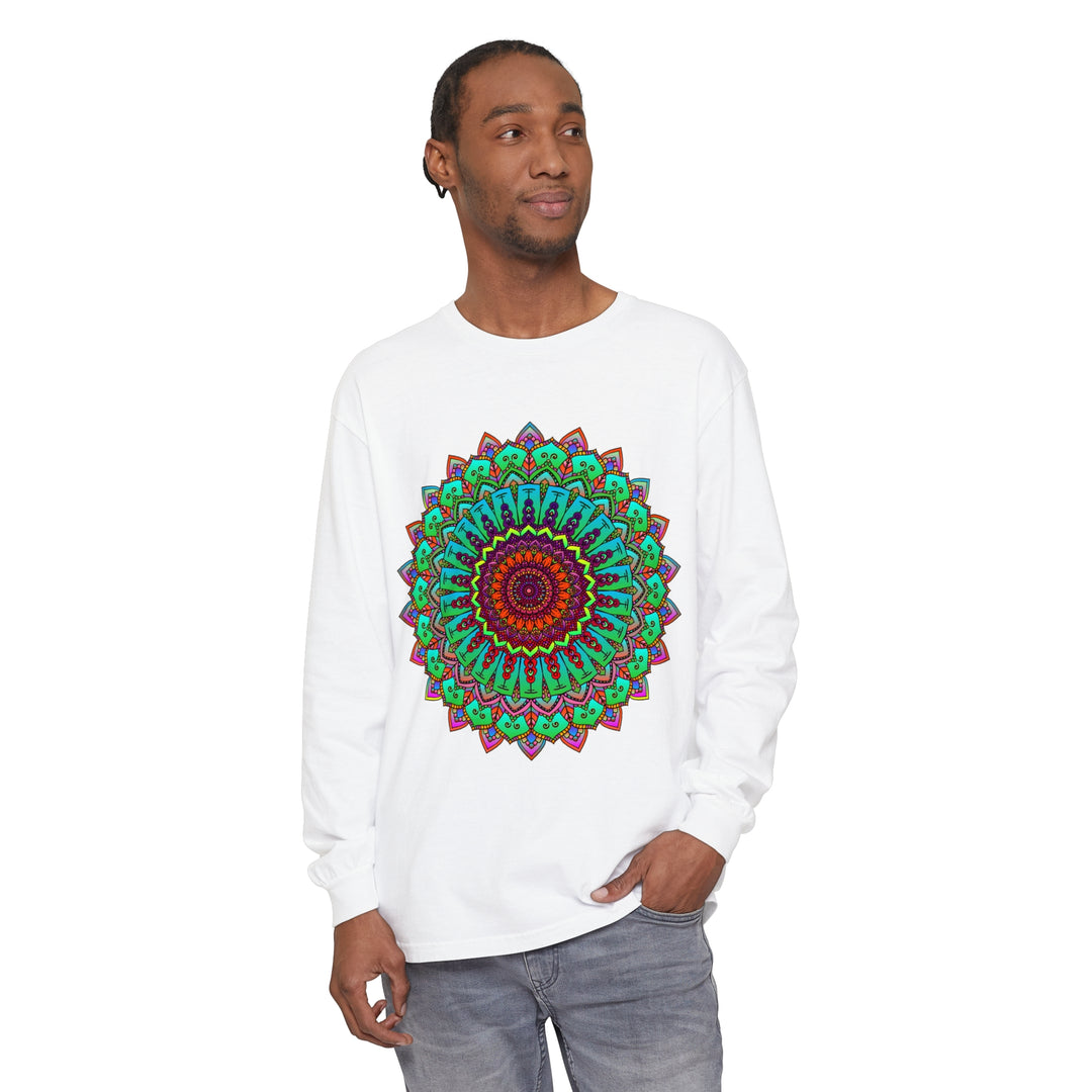 Vibrant Mandala Long Sleeve T-Shirt - Spiritual Art 19