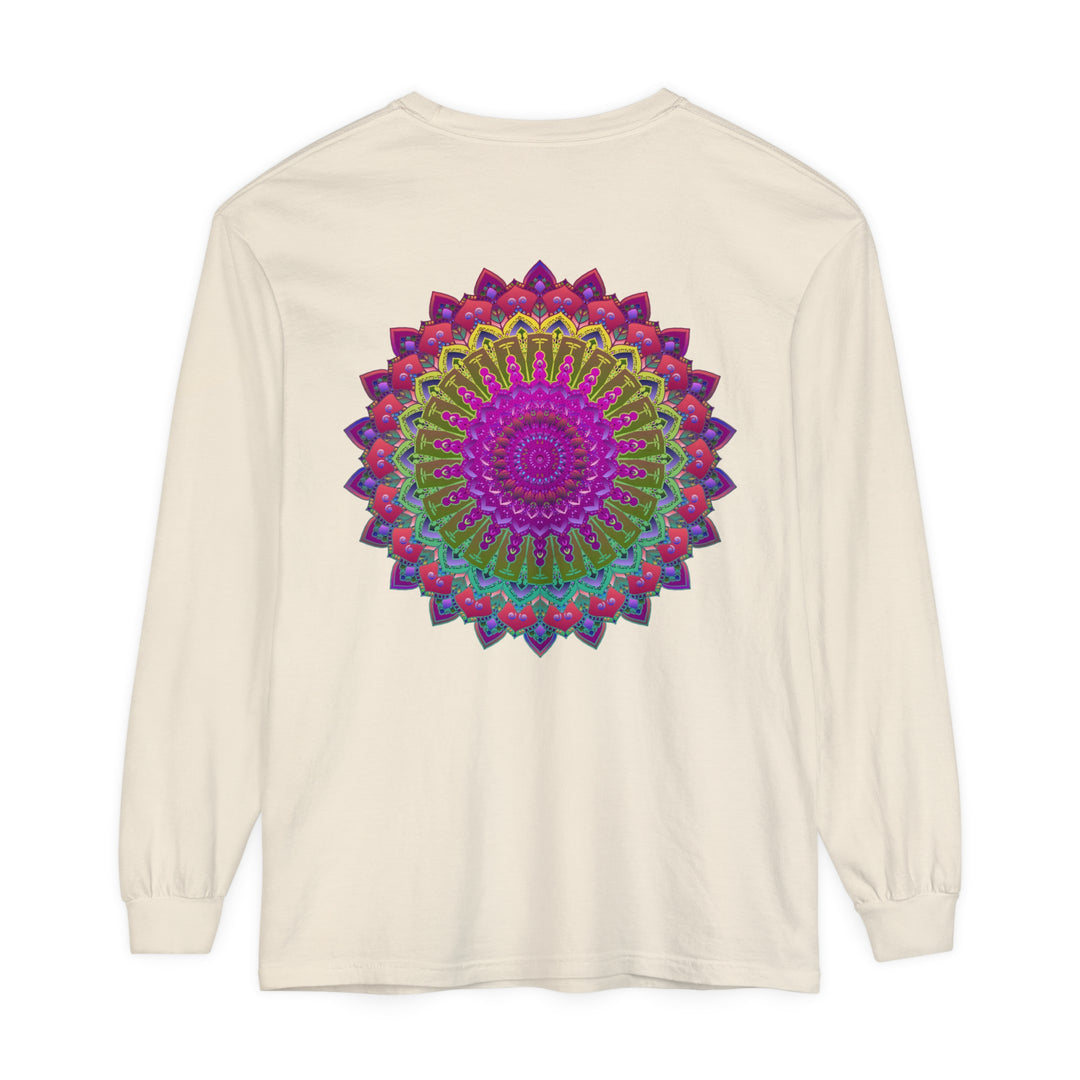 Vibrant Mandala Unisex Long Sleeve T-Shirt Featuring Detailed and Elaborate Print