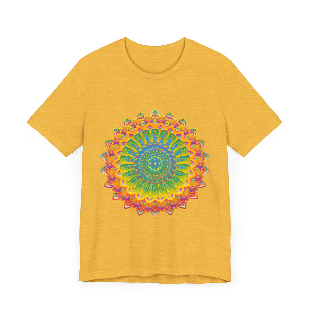 Colorful and detailed mandala design tee shirt, perfect for adding a vibrant touch to your wardrobe