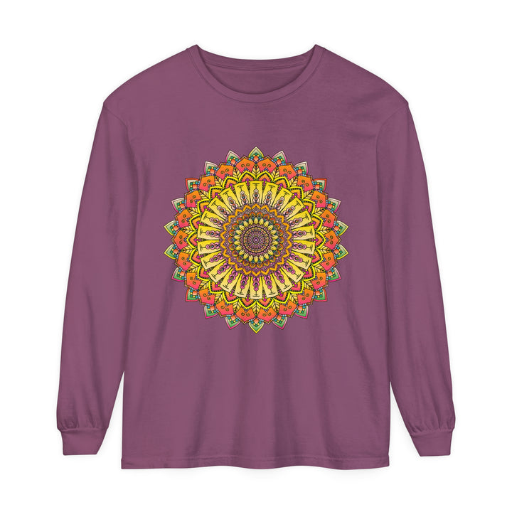 Intricate Mandala Unisex Long Sleeve T-Shirt with intricate mandala design for men and women