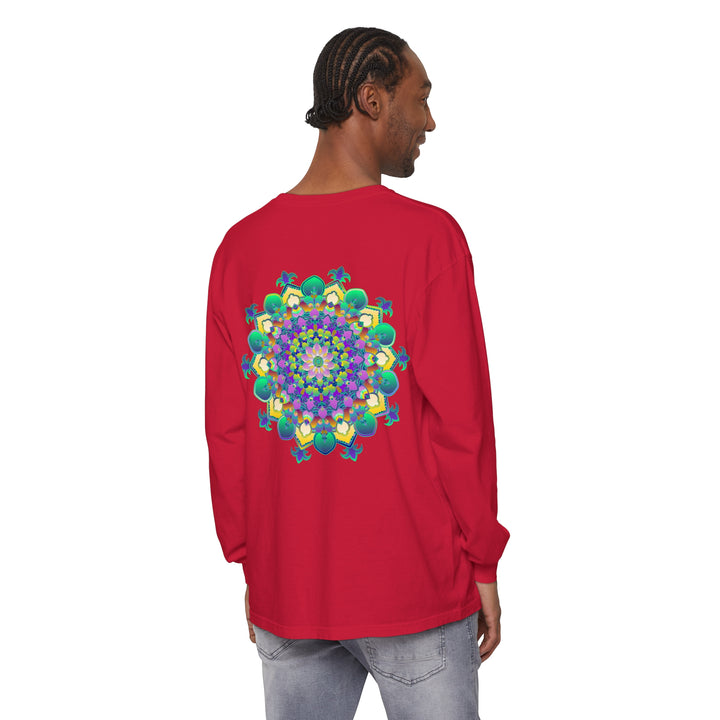 Intricate Mandala Long Sleeve T-Shirt features a detailed and colorful mandala design