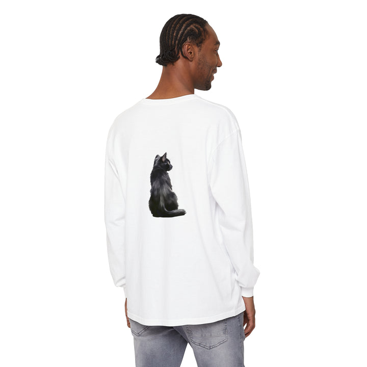 Black Cat Mystique Long Sleeve T-Shirt in black with intricate feline design