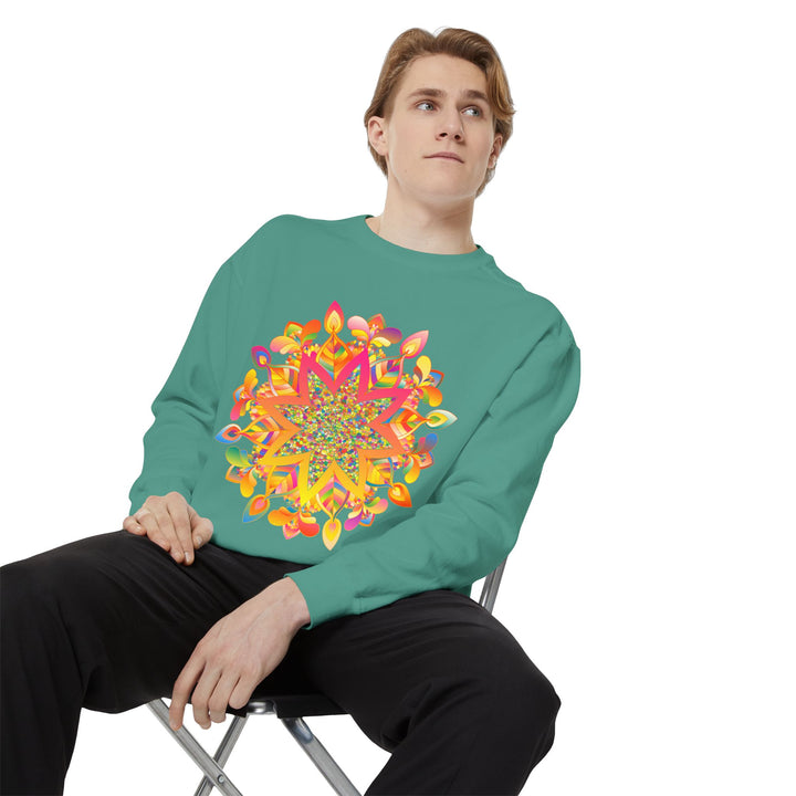 Comfortable and stylish mandala sweatshirt with intricate design and vibrant colors