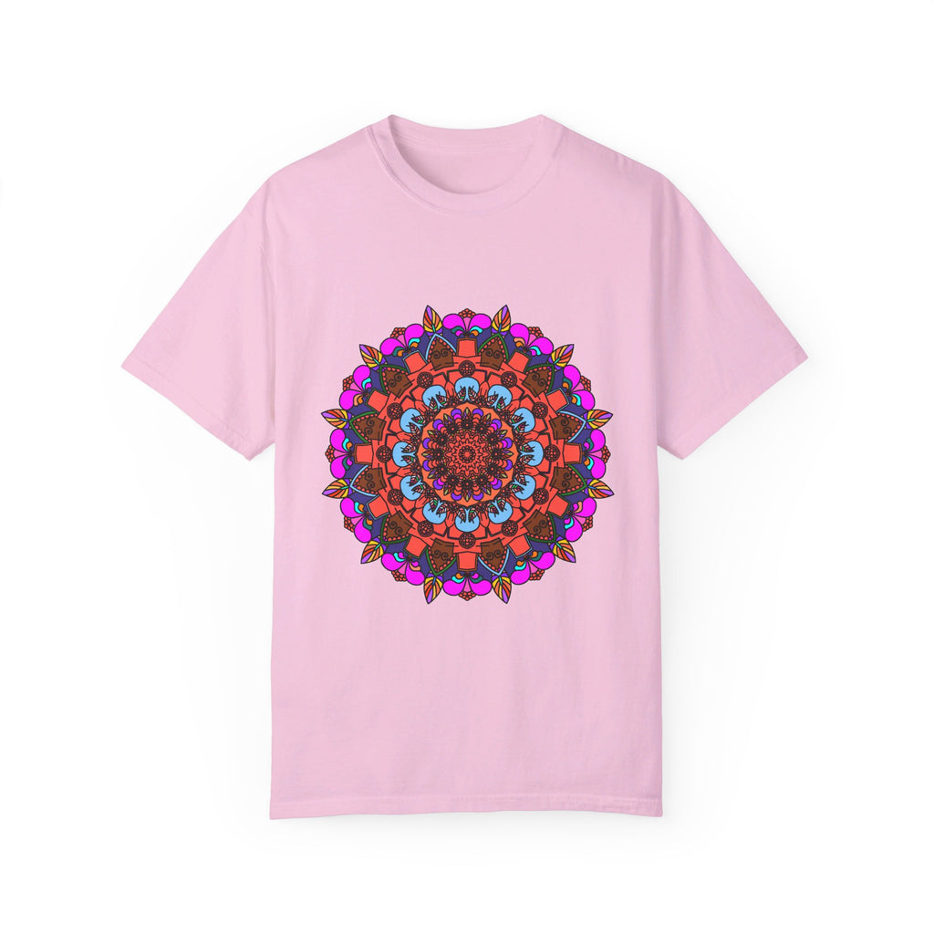 Unisex Mandala T-Shirt made of 100% Ring-Spun Cotton, featuring Hand-Drawn Mandala Art and Garment-Dyed for Extra Comfort