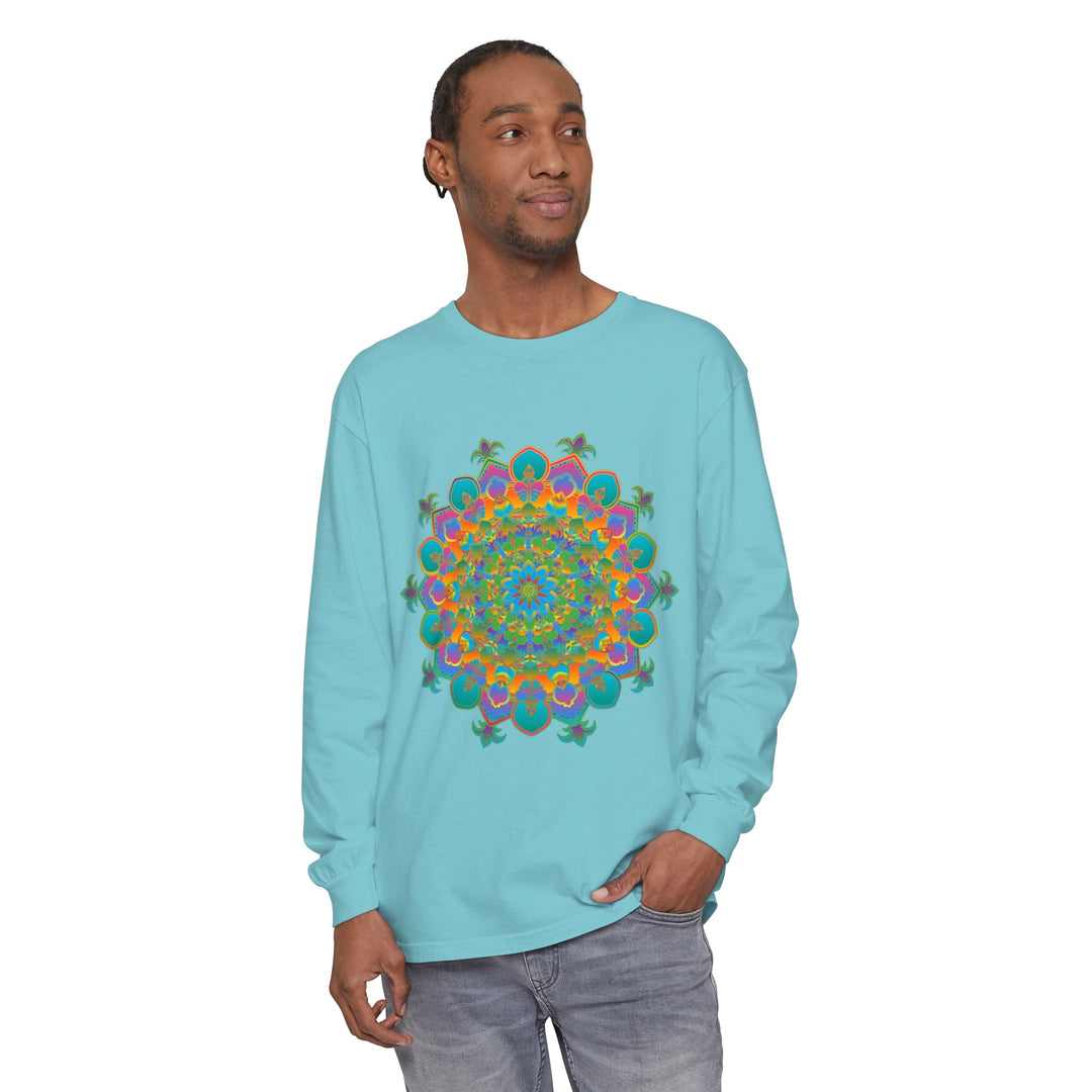 Colorful and intricate mandala design long sleeve t-shirt for men and women