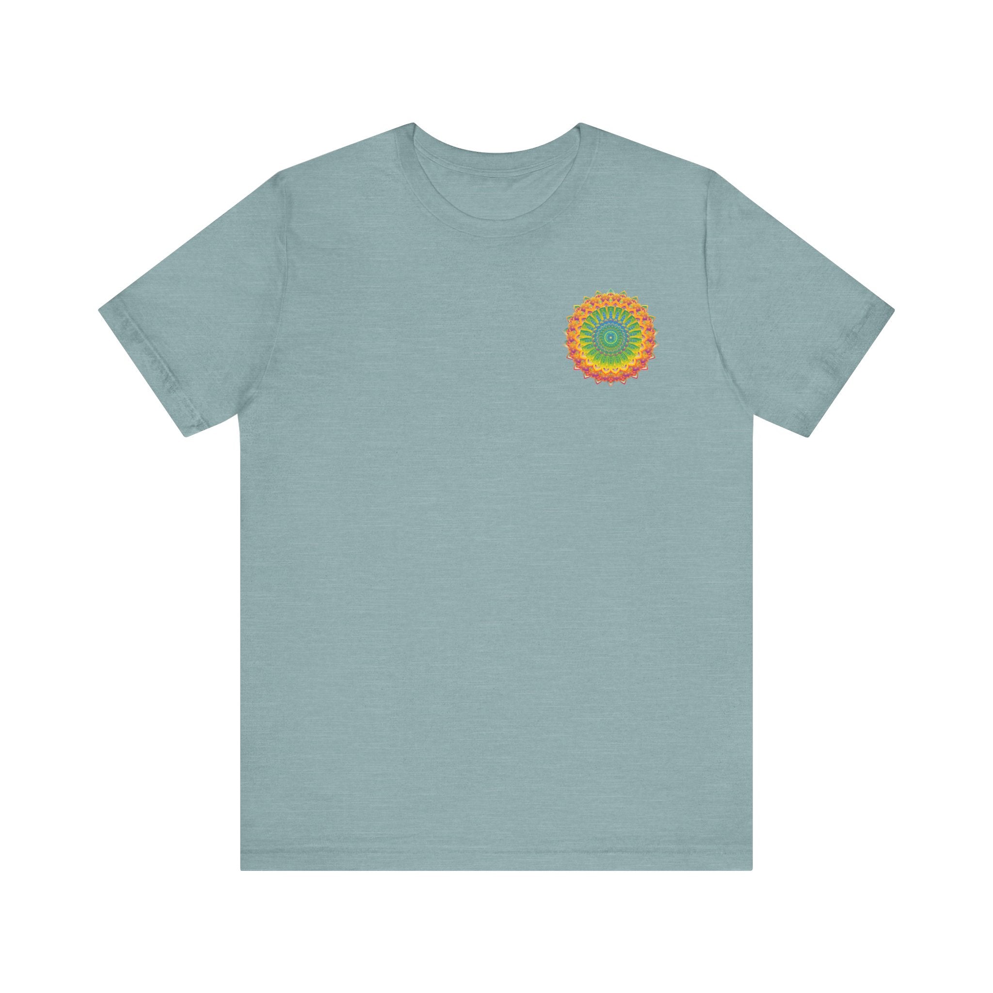 Vibrant Mandala Tee featuring intricate design representing spiritual peace and harmony, perfect for those seeking inner tranquility and mindfulness in their daily lives