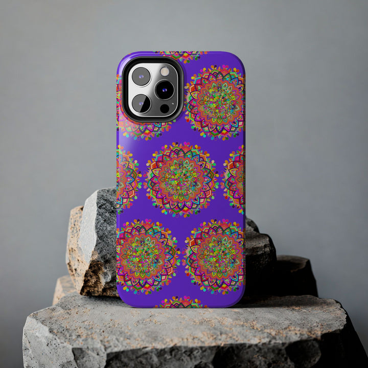 Hand drawn small purple mandala art phone case for iPhone X and XS