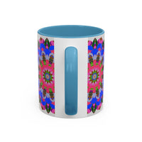 Close up of colorful mandala mug with intricate details