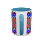 Close up of colorful mandala mug with intricate details