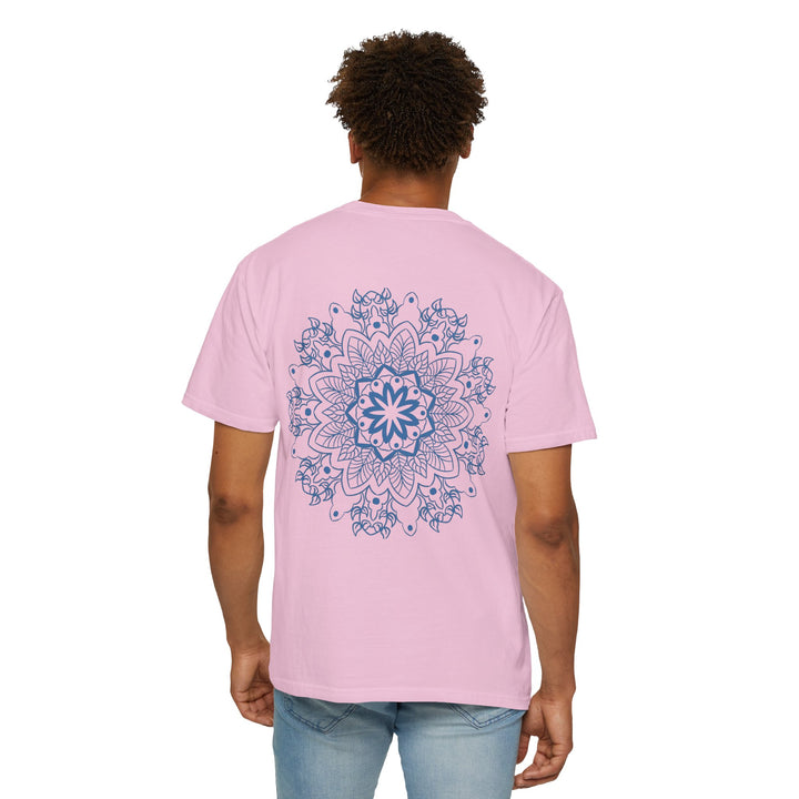 Handmade Mandala Art Tshirt - Unisex Garment-Dyed Tee with intricate, colorful design