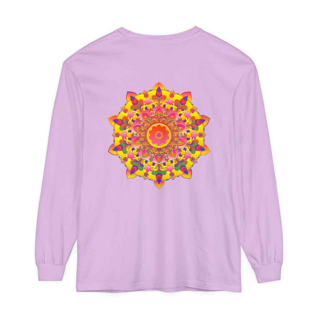 Vibrant Mandala Unisex Long Sleeve T-Shirt featuring a colorful, intricate mandala design