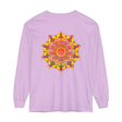 Vibrant Mandala Unisex Long Sleeve T-Shirt featuring a colorful, intricate mandala design