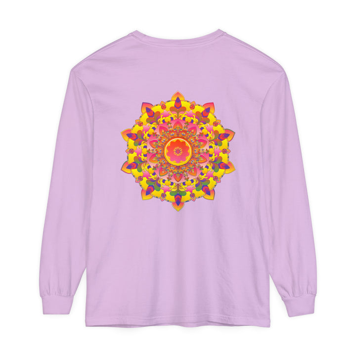 Vibrant Mandala Unisex Long Sleeve T-Shirt featuring a colorful, intricate mandala design