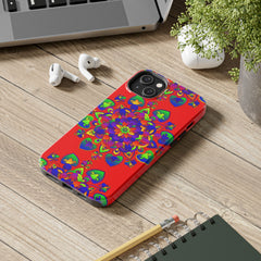Hand Drawn Mandala Art Red Phone Case with Intricate Design and Floral Patterns