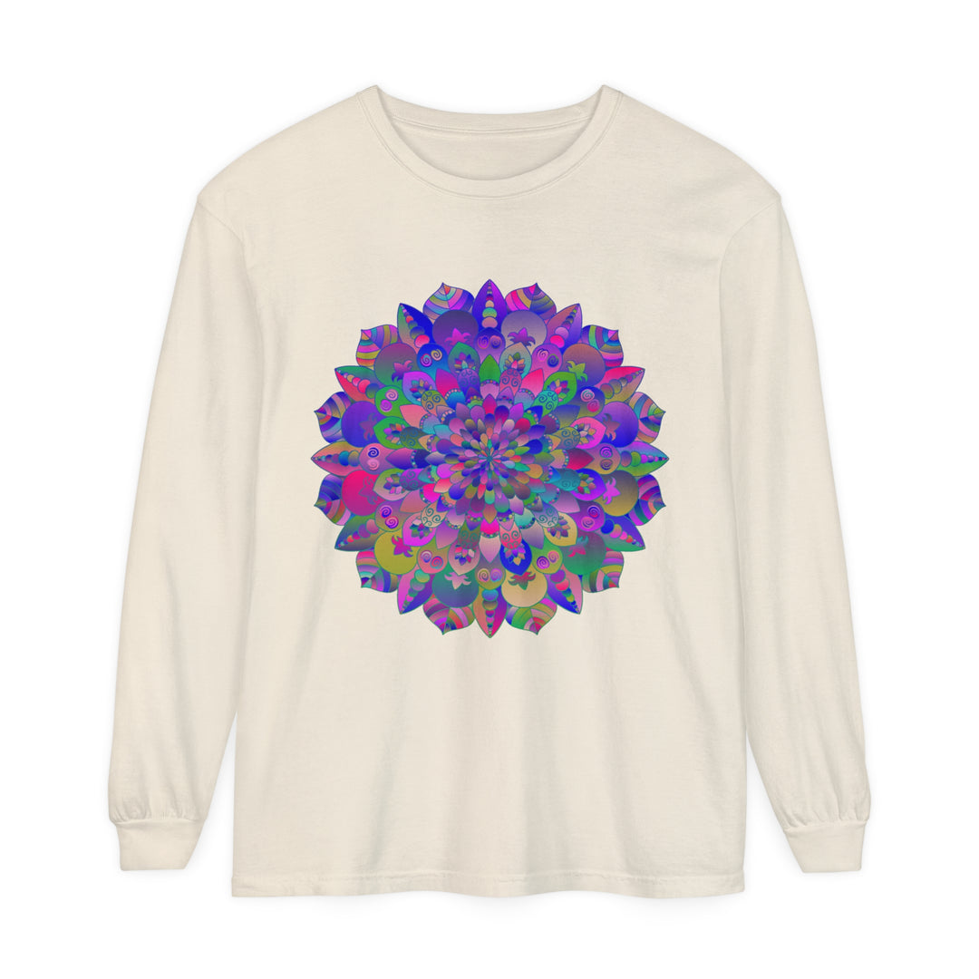 Colorful and intricate mandala design long sleeve t-shirt for vibrant style