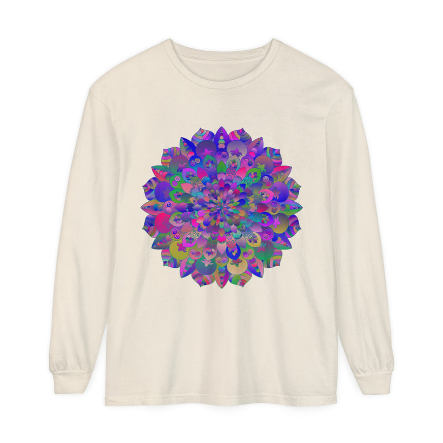 Colorful and intricate mandala design long sleeve t-shirt for vibrant style