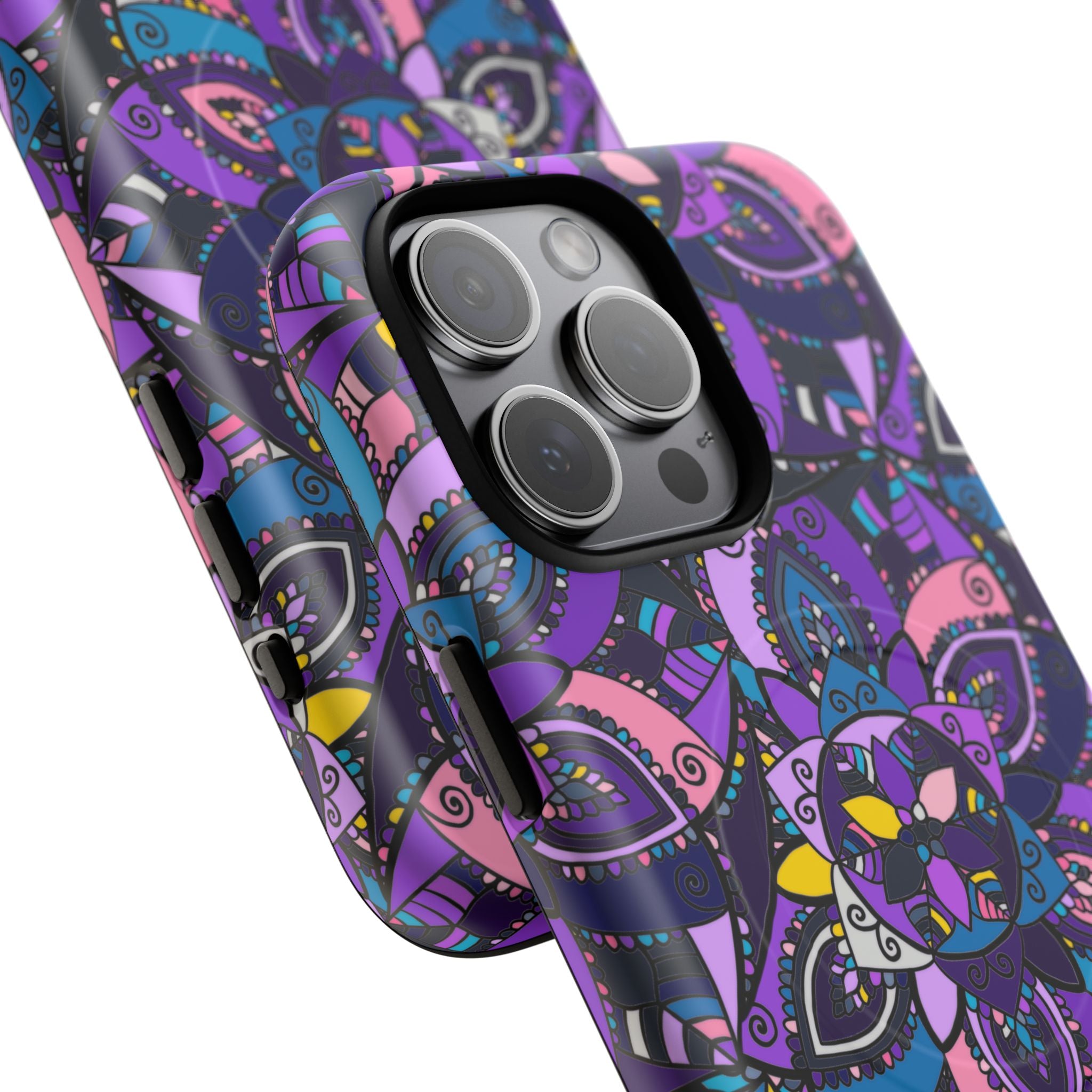 Magnetic Phone Case — Purple Mandala Floral Tough Case
