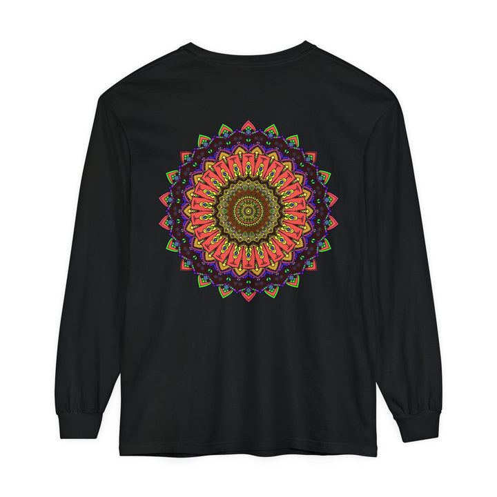 Intricate Mandala Long Sleeve T-Shirt with Colorful Design in Vibrant Hues