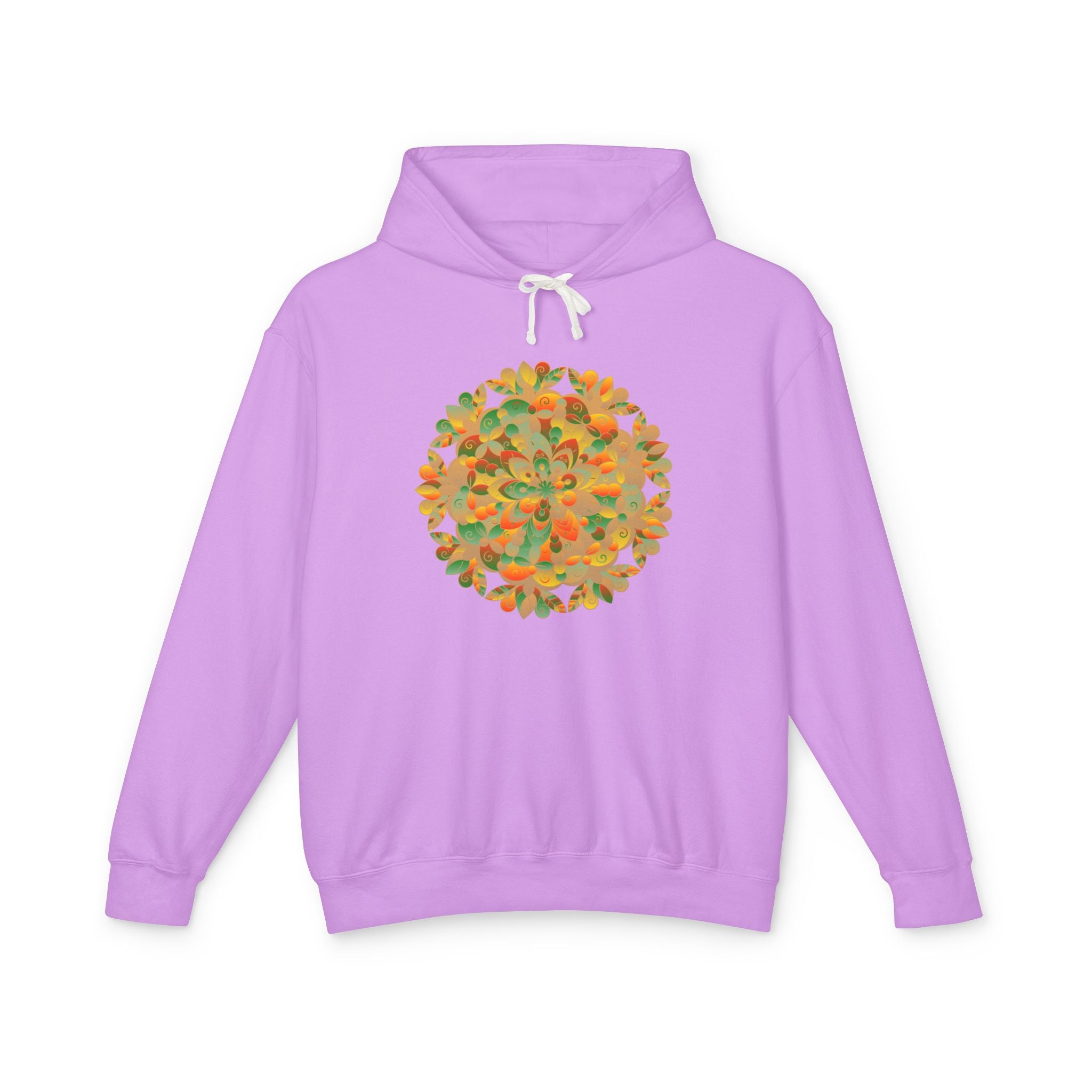 Vibrant Floral Mandala Unisex Lightweight Hoodie