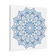 Handmade Mandala Art in Steel Blue on Matte Canvas, Stretched, 125 - Beautiful Mandala Design Wall Art