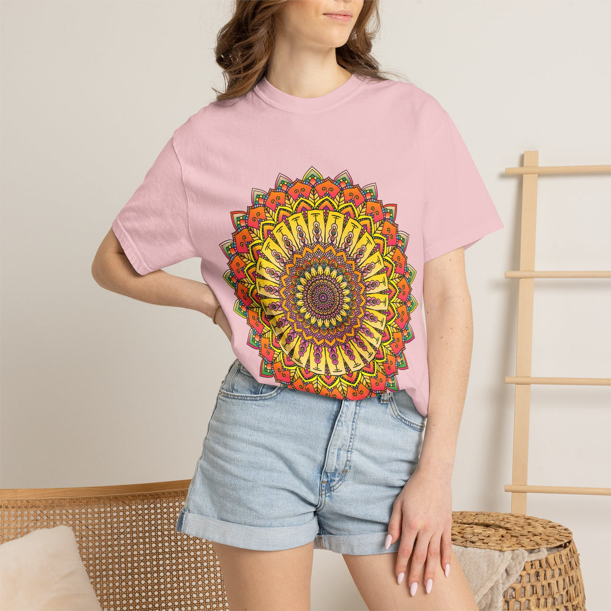 Sunburst Mandala T-Shirt — Vibrant Floral Boho Graphic Tee