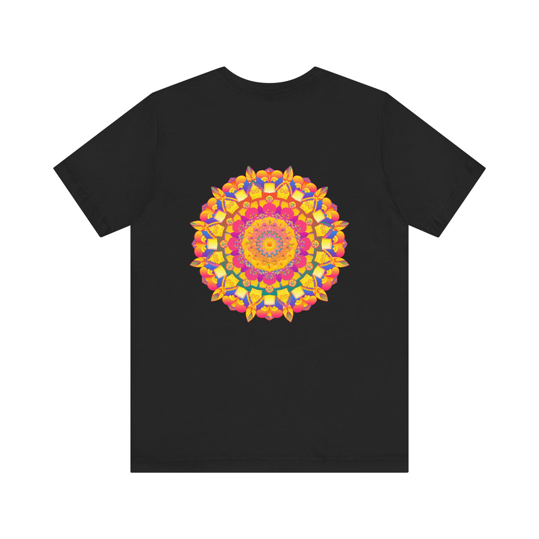 A colorful mandala design t-shirt with intricate patterns representing peace and harmony