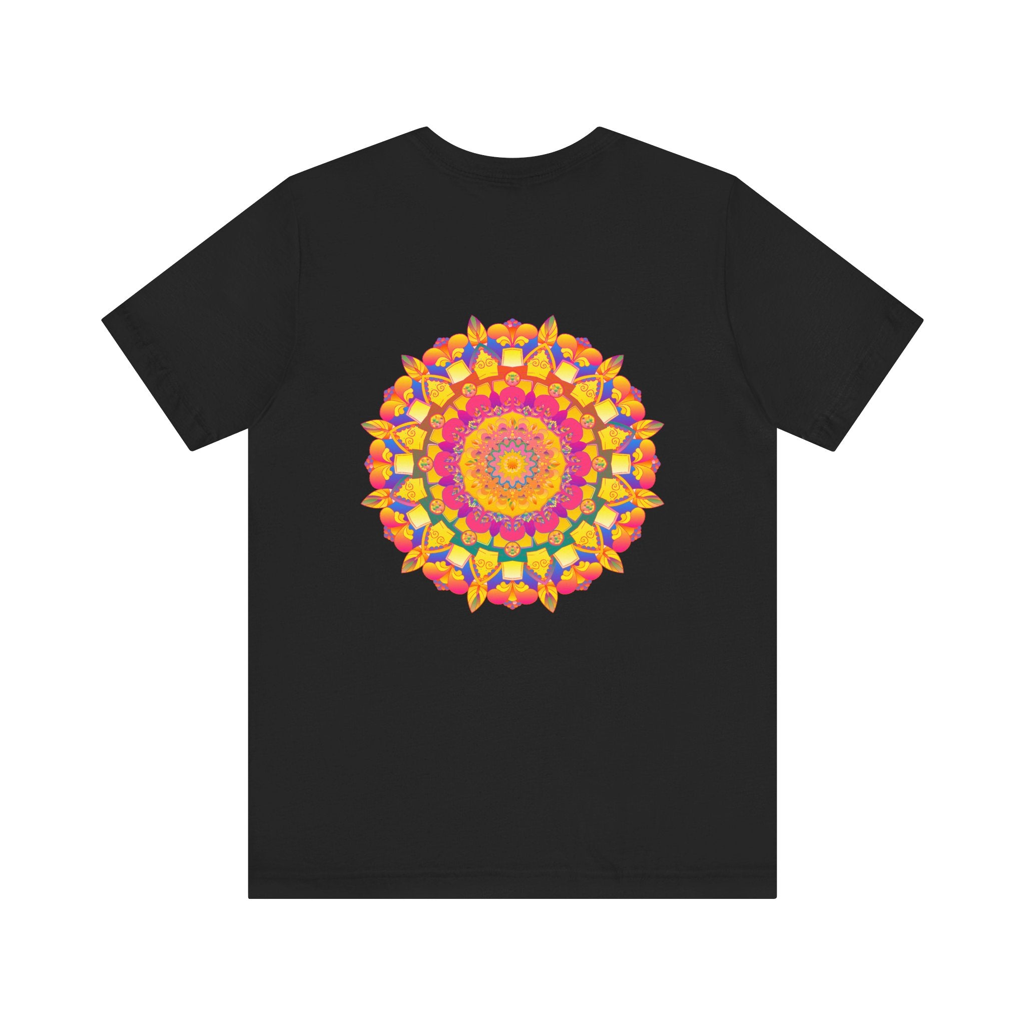 A colorful mandala design t-shirt with intricate patterns representing peace and harmony