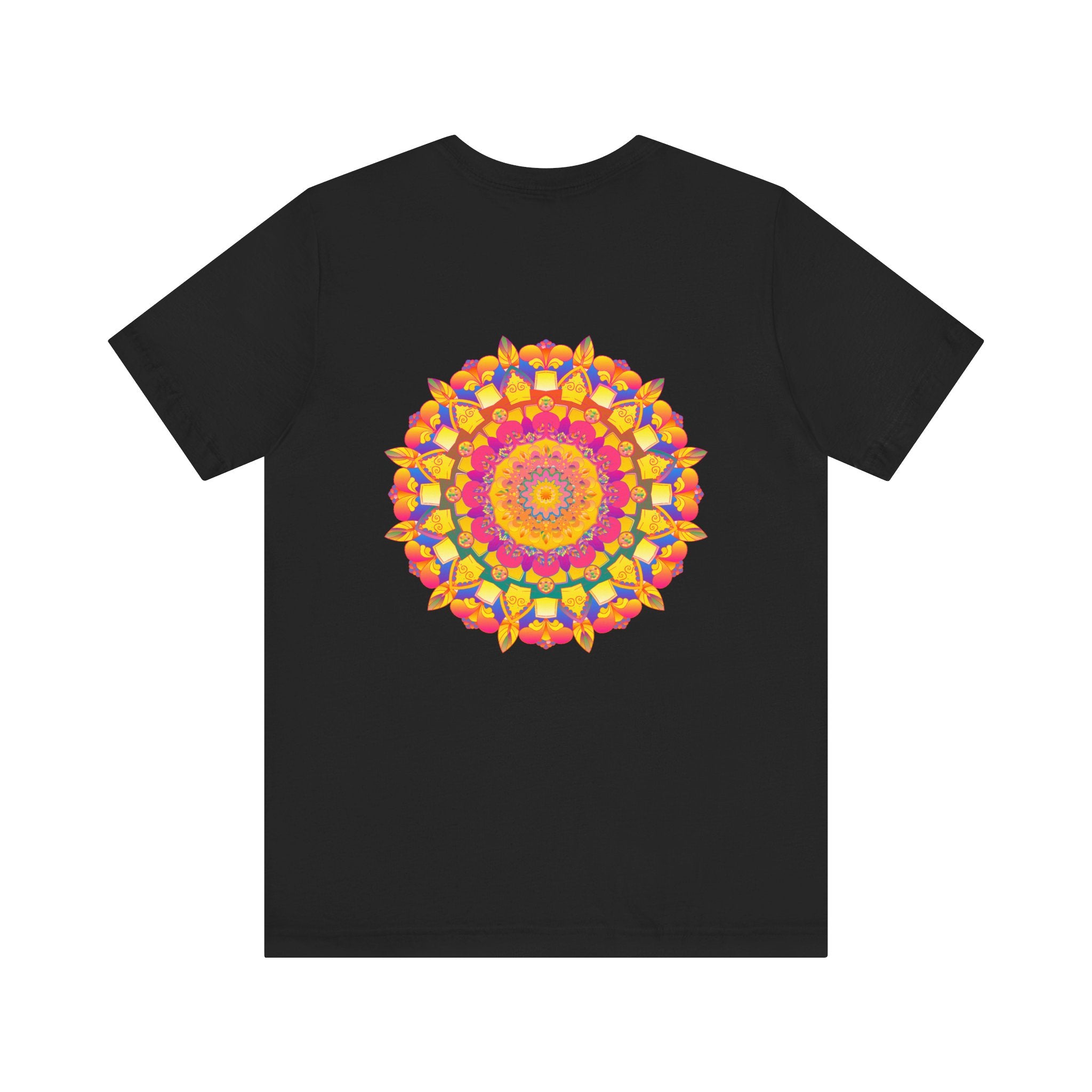 A colorful mandala design t-shirt with intricate patterns representing peace and harmony