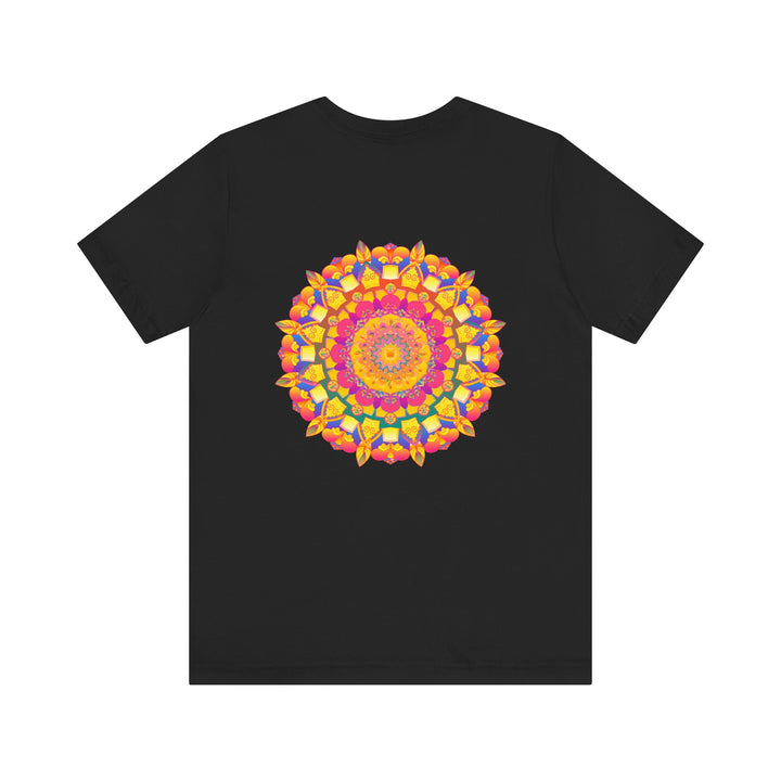 A colorful mandala design t-shirt with intricate patterns representing peace and harmony