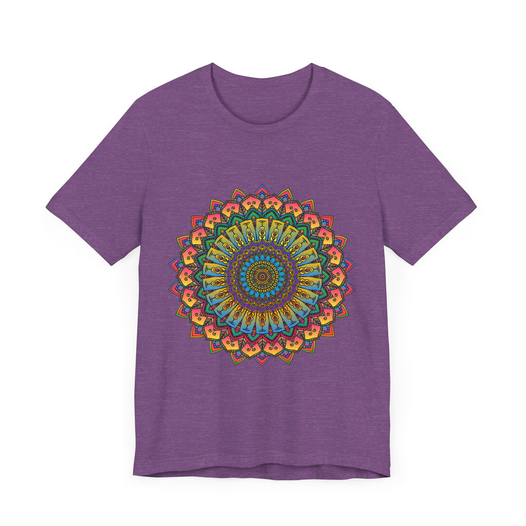 A beautiful and intricate mandala design meditation tee in vibrant colors