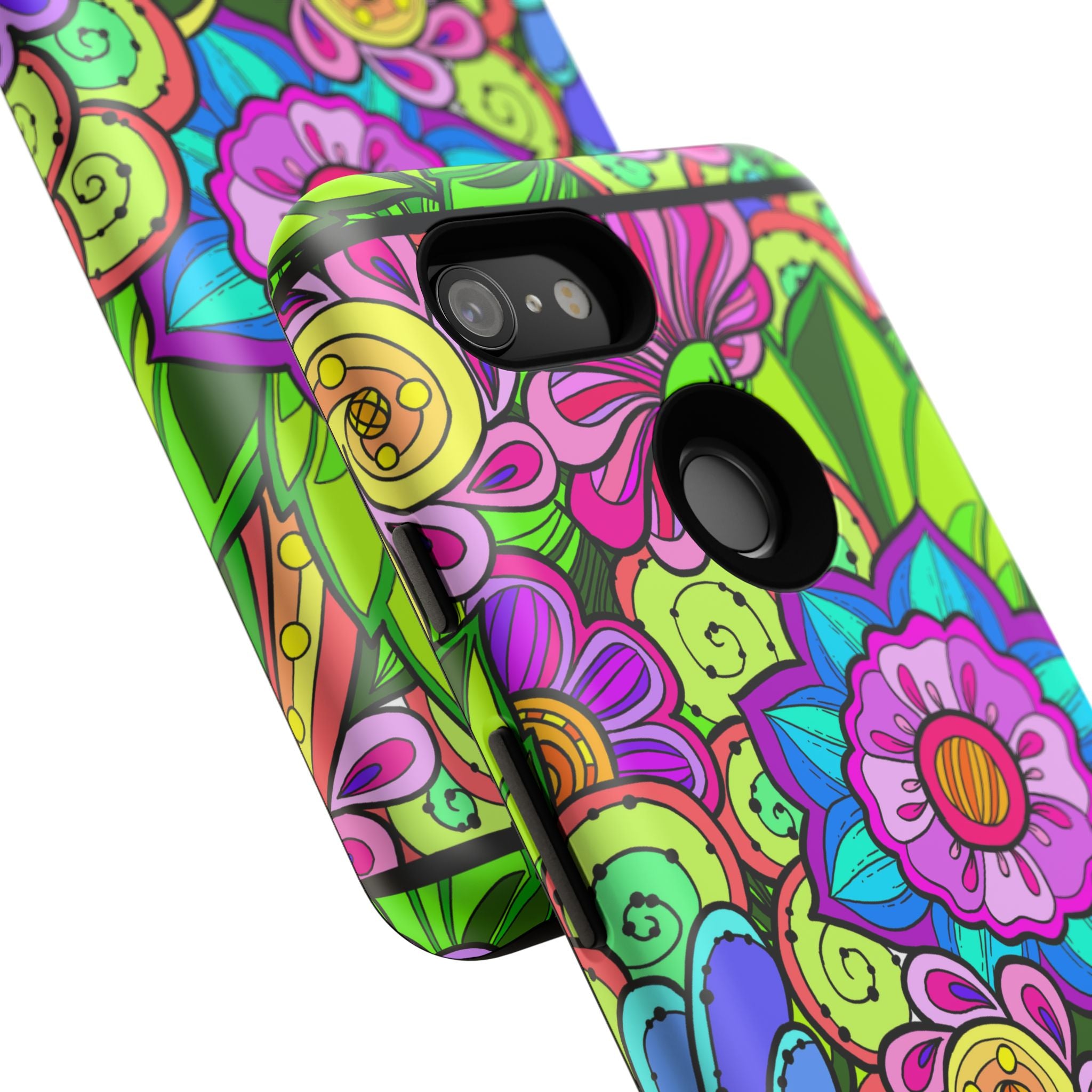 Floral Fantasy iPhone and Google Pixel Case in Bright Green Palette