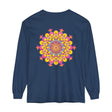 Vibrant Mandala Unisex Long Sleeve T-Shirt featuring intricate, colorful mandala design