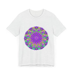 Beautiful purple and green mandala tee with intricate and detailed design