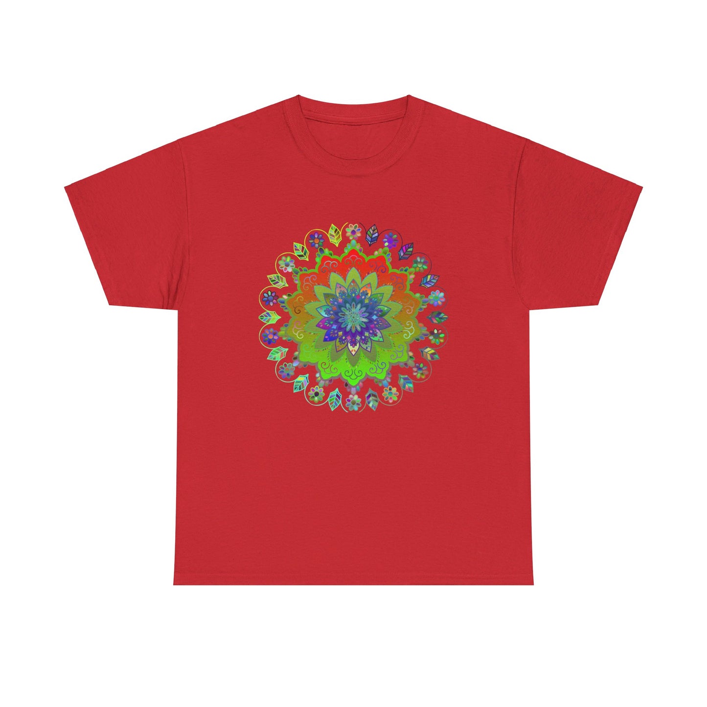 High-quality 100% cotton unisex tee featuring a colorful mandala art design