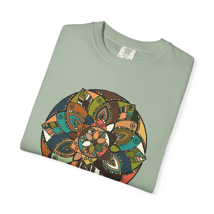 Mandala Earth Flora T-Shirt — Earthy Tones Geometric Art Tee