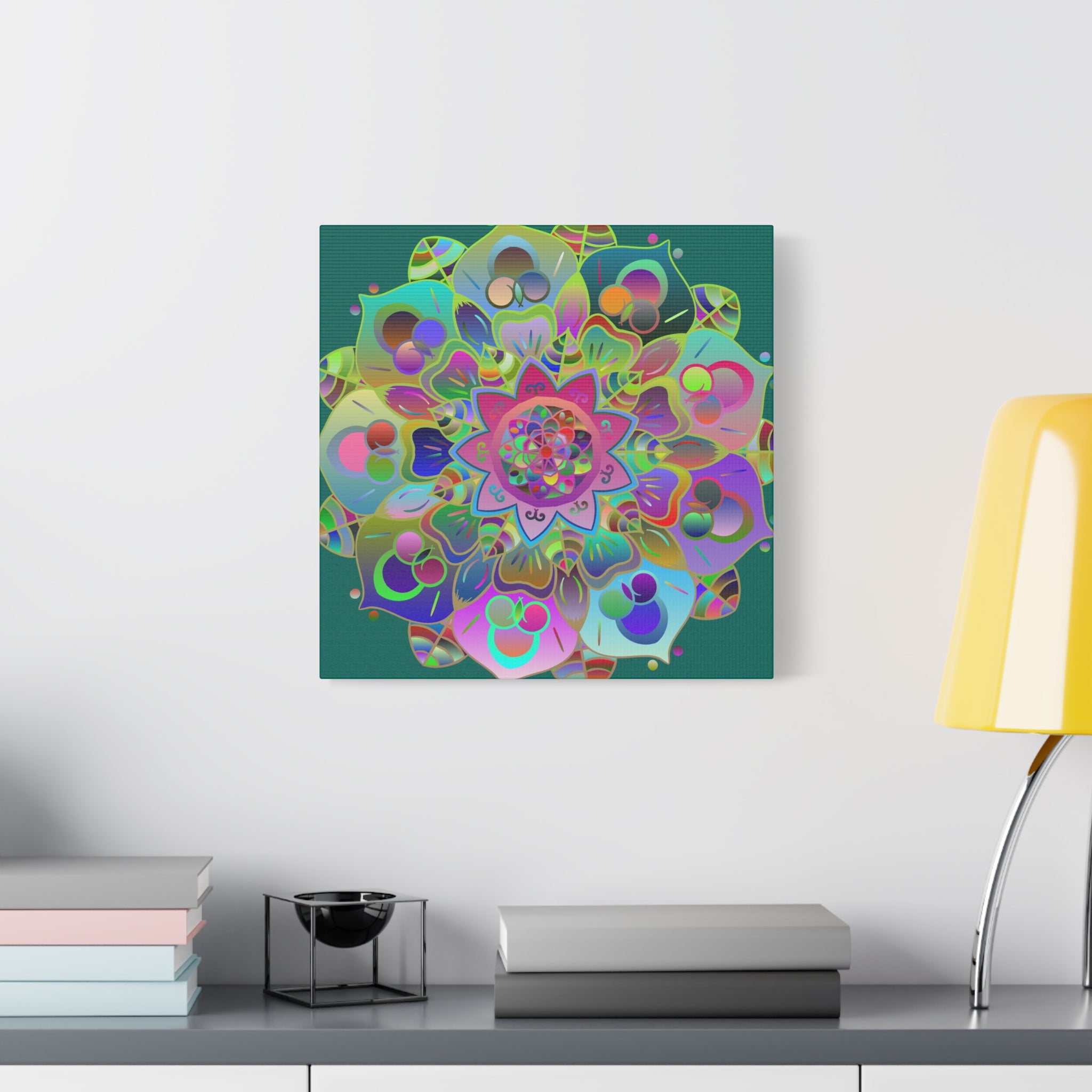 Vibrant Mandala Matte Canvas Wall Art — Colorful Boho Stretched Canvas