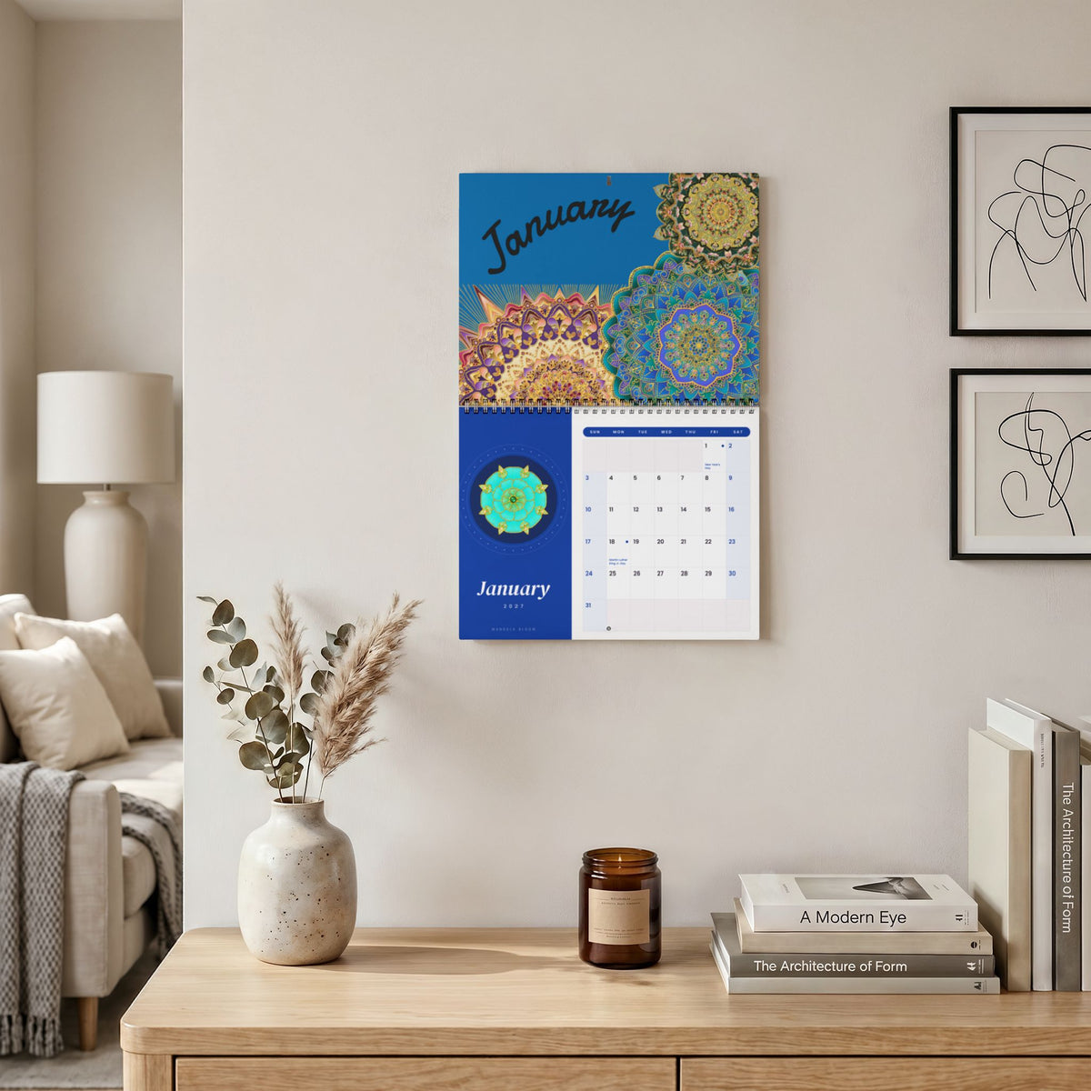 2027 Rise N’ Shine Mandala Wall Calendar