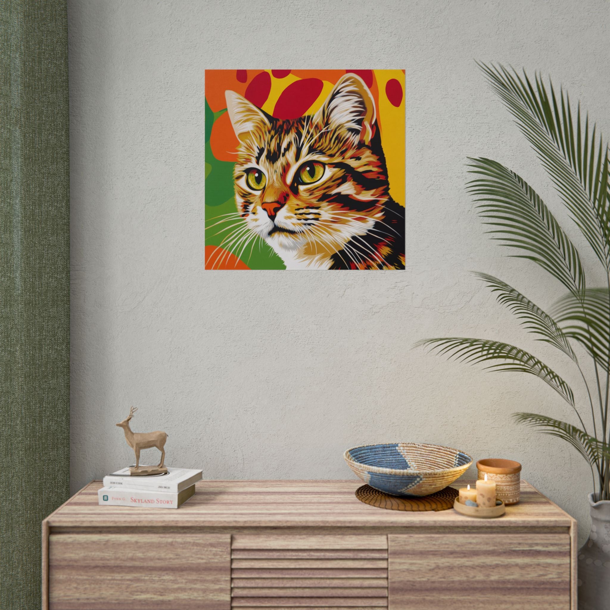 Colorful Pop Art Cat Poster — Rolled Wall Art for Cat Lovers
