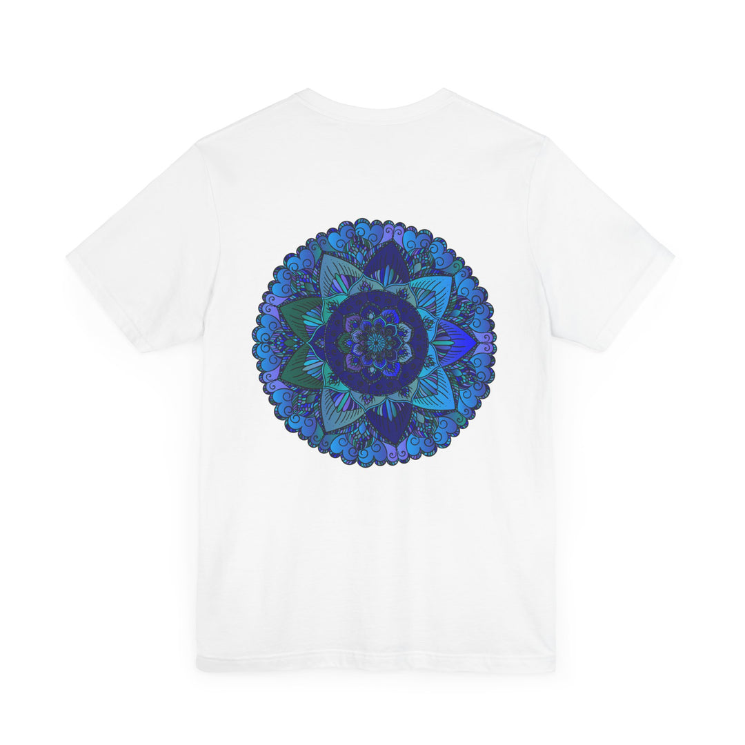 Blue Mandala T-Shirt featuring intricate spiritual design symbolizing peace and harmony