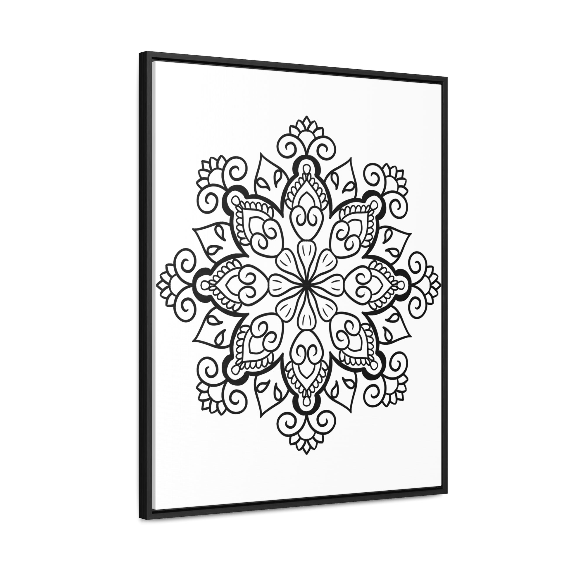 Mandala Handmade Art - Black & White Wall Art - Gallery Canvas Wraps, Vertical Frame 53