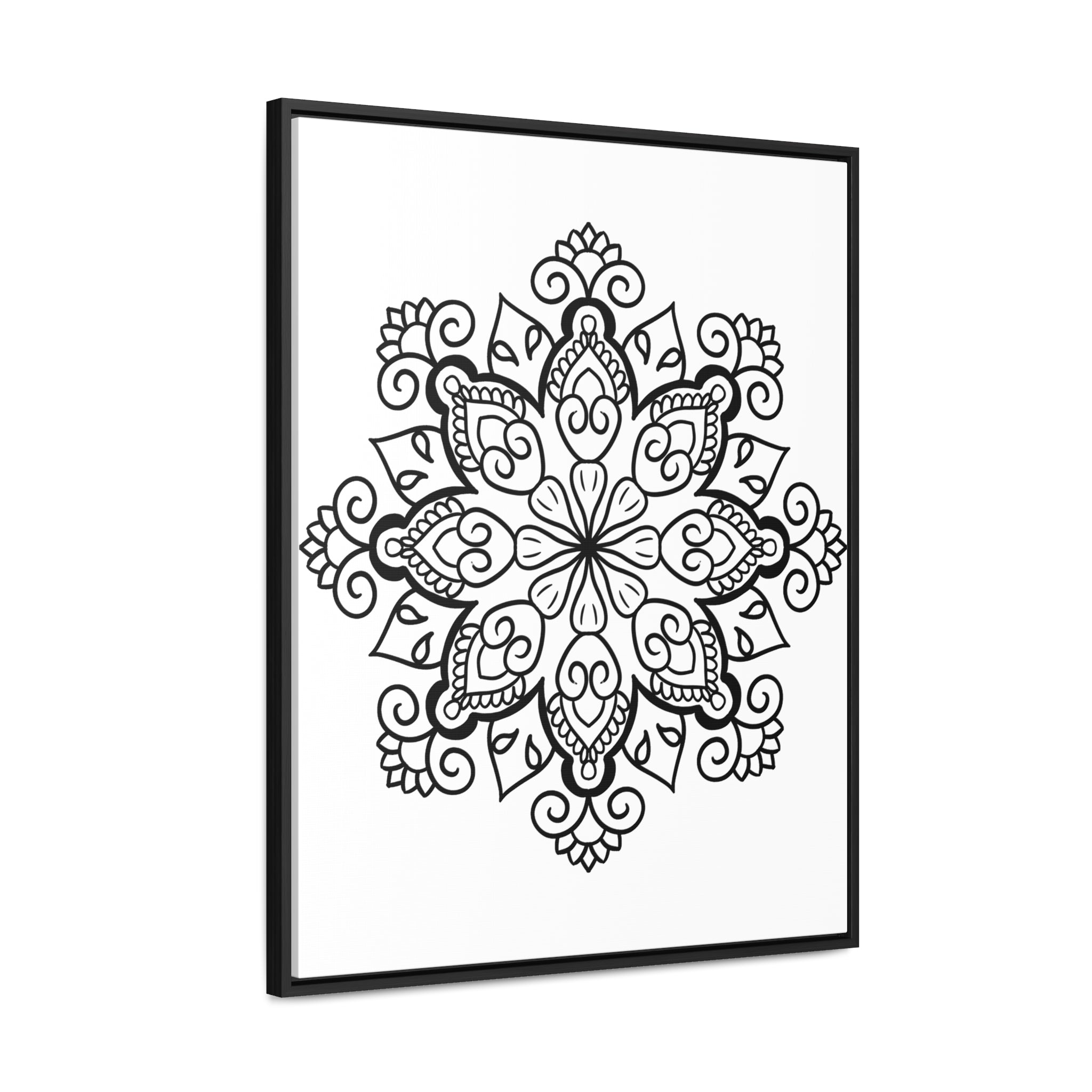 Mandala Handmade Art - Black & White Wall Art - Gallery Canvas Wraps, Vertical Frame 53