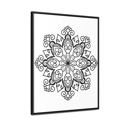 Mandala Handmade Art - Black & White Wall Art - Gallery Canvas Wraps, Vertical Frame 53