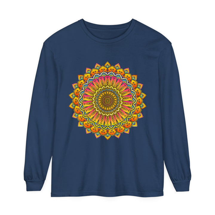 Colorful and intricate mandala design long sleeve t-shirt for men and women